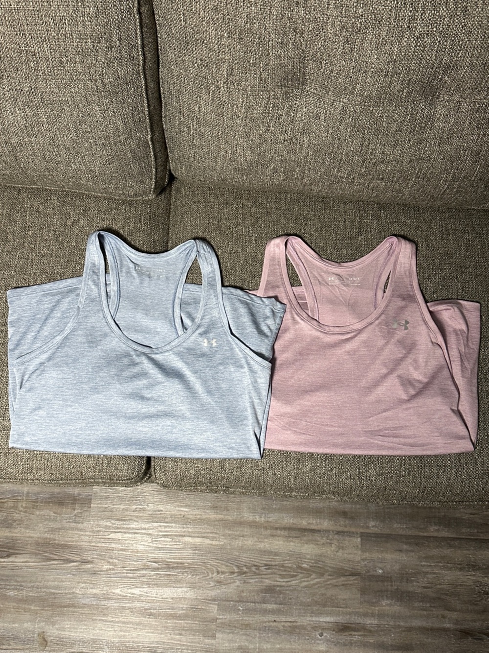 Under Armour Women's Workout Racerback Tank Tops - Light Blue & Dusty Pink
